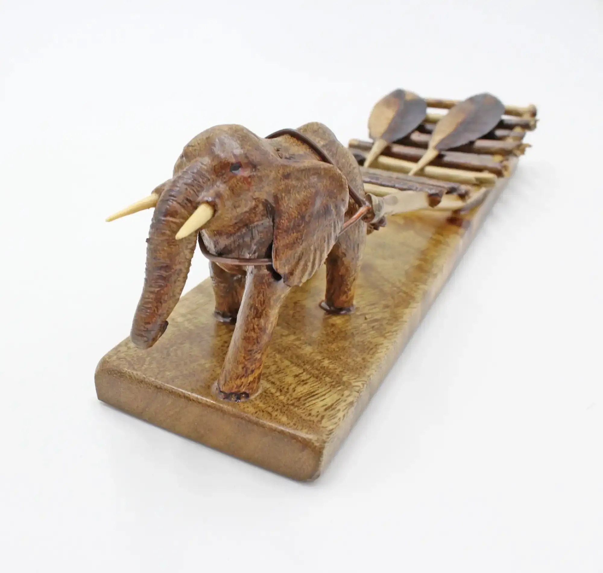 Elephant with Sled woodcarving